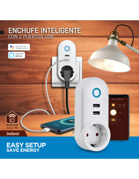 Enchufe inteligente WiFi con 2 puertos USB - Smartfy