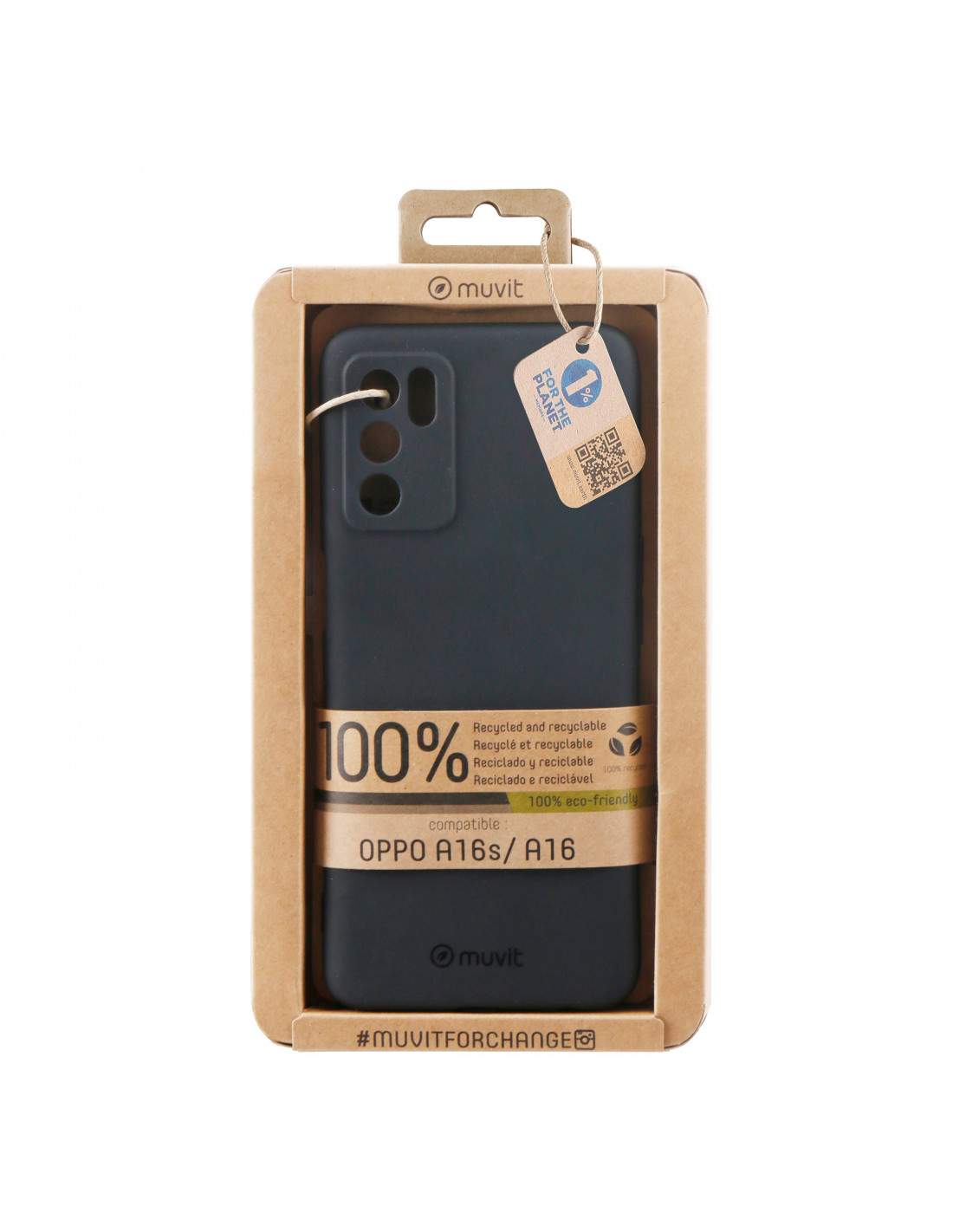 muvit for change funda recycletek compatible con Oppo A54S/16S/A16 negra