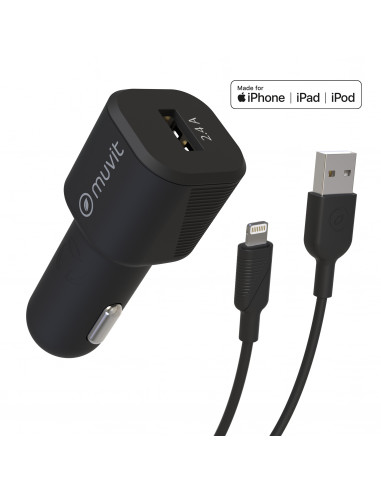 muvit for change pack cargador coche USB 2.4A 12W + cable