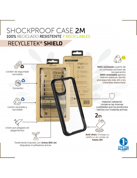 muvit for change funda shockproof 2m compatible con Samsung Galaxy S22 Plus  5G transparente