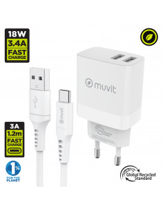 Muvit Energy Pack Cargador para Coche USB-C + Soporte Smartphone