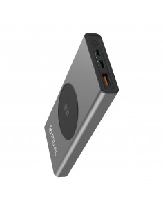 muvit for change power bank 10000 mAh/10W wireless + Output USB A + tipo C metalica gris